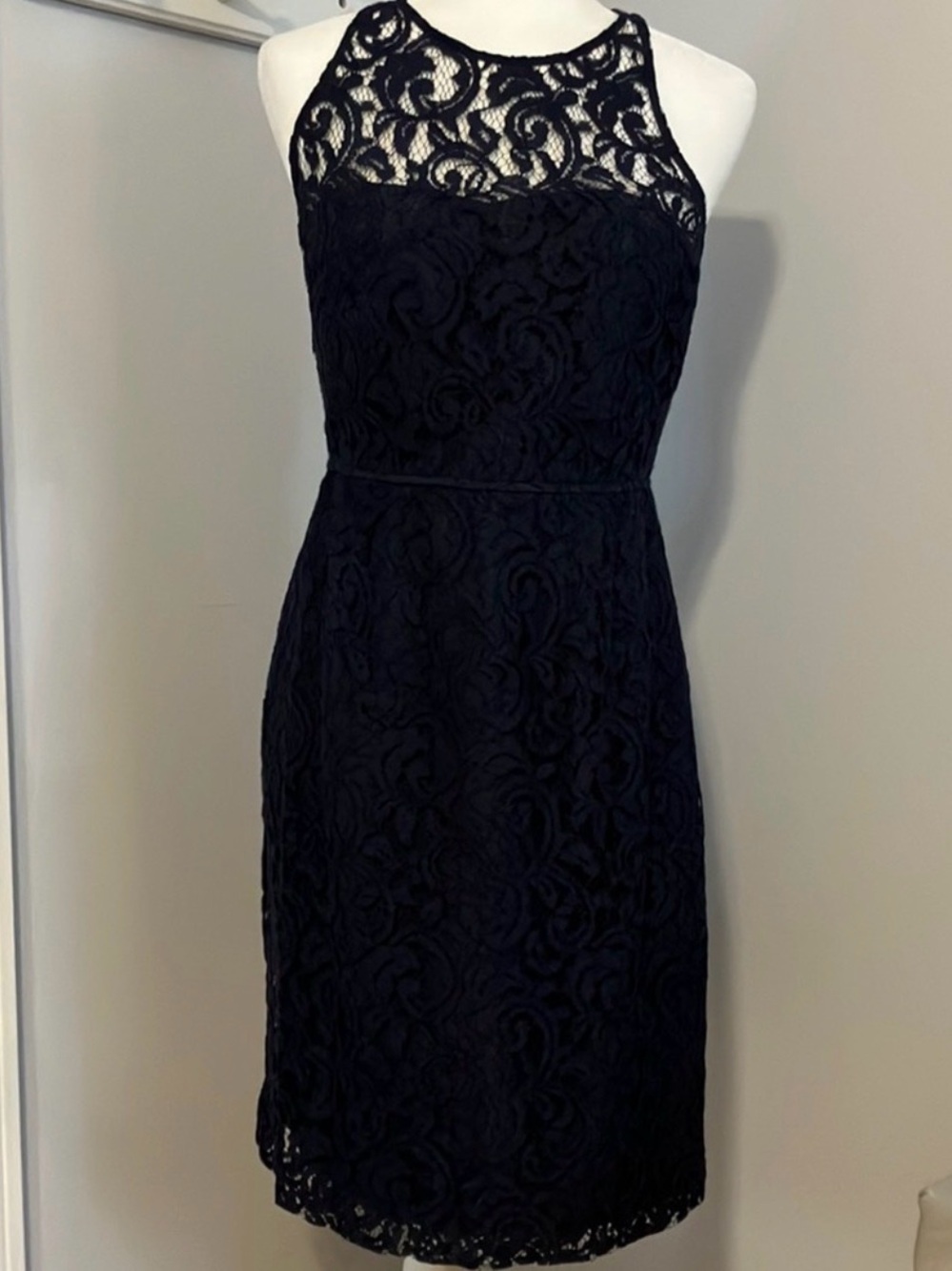 J. Crew Black Lace Halter Midi Dress